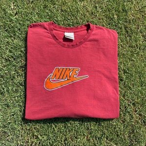 Vintage Nike Red Long Sleeve With Orange Swoosh